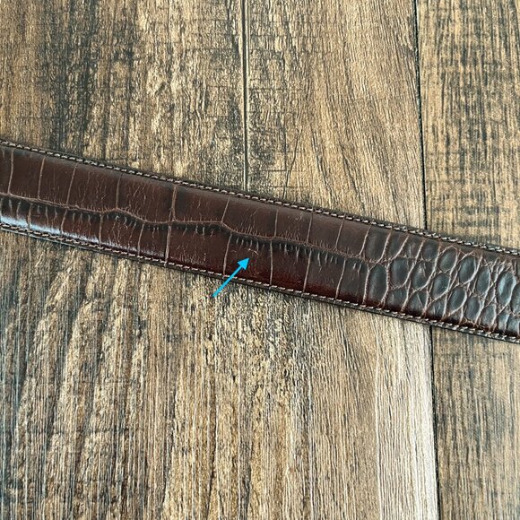 Coach Croc Embossed Calfskin Leather Belt Solid Brass Buckle Mens Size 34 Brown - Picture 6 of 16